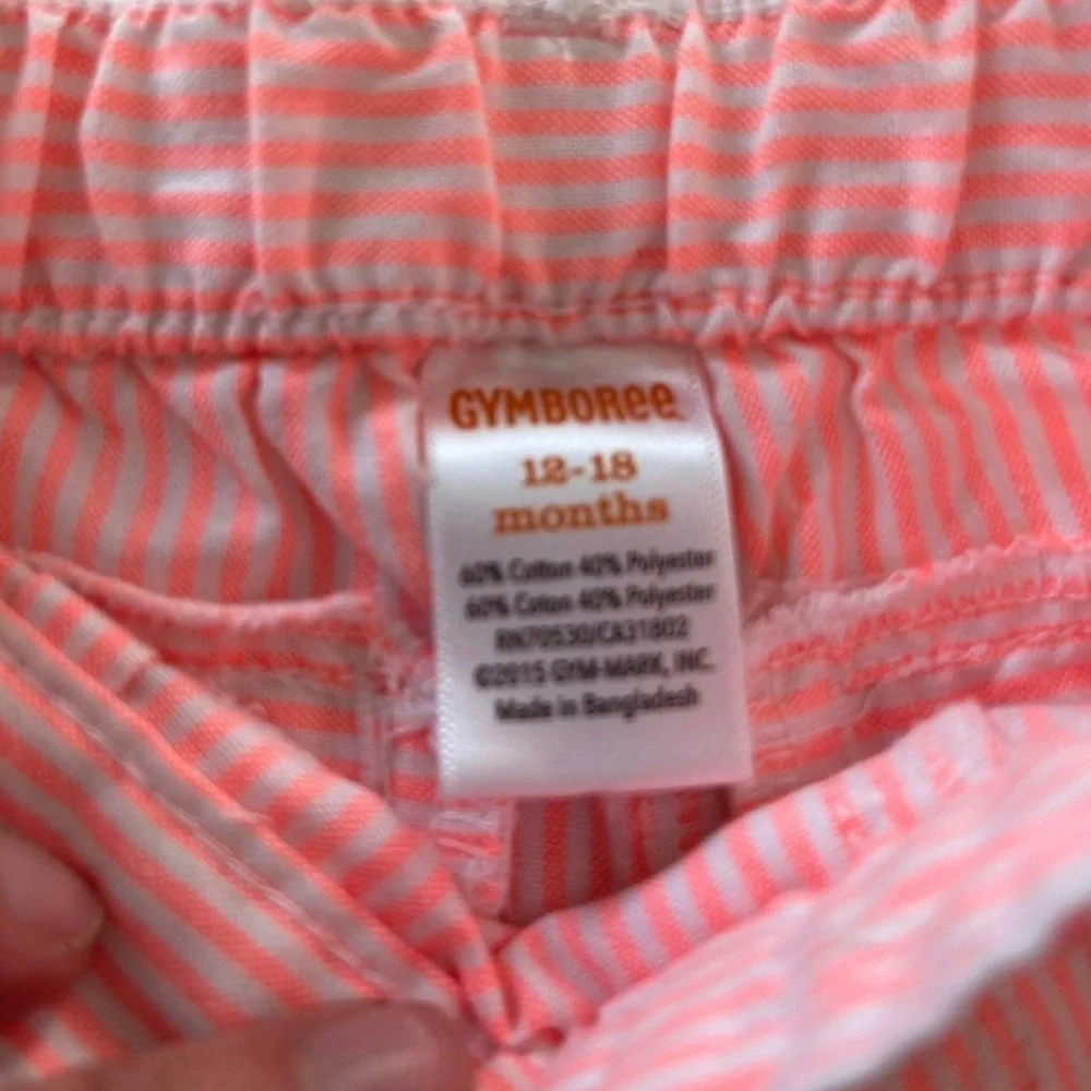 Gymboree girls coral striped shorts 12-18 mo